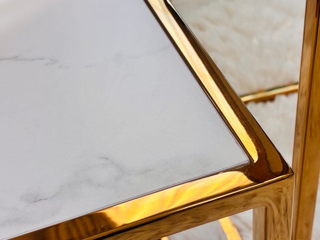 フランフラン　レーヌ ネストテーブル 2 マーブル×ゴールド