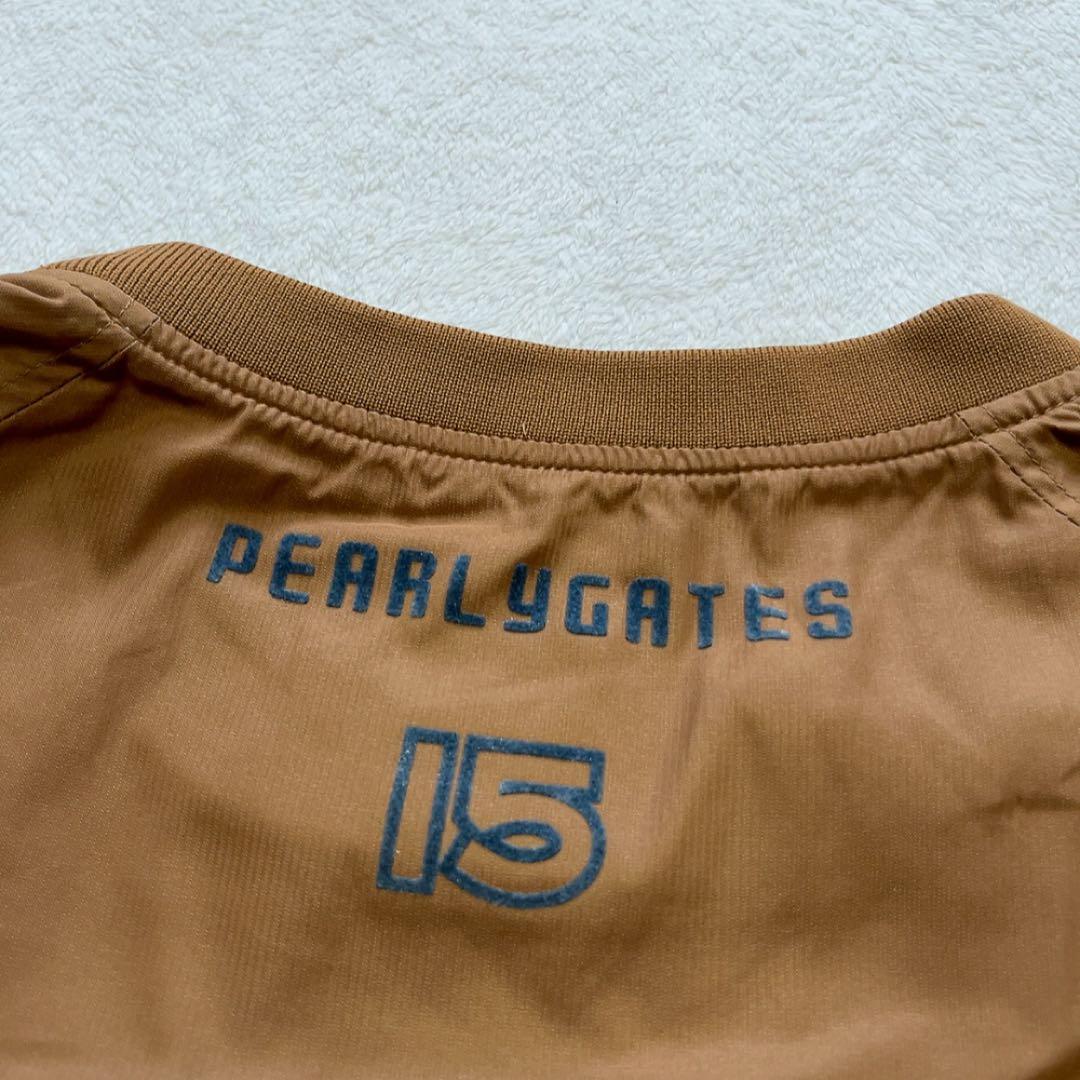 極美品 パーリーゲイツ 蓄熱裏地 ナイロン スニード ロゴ キャメル