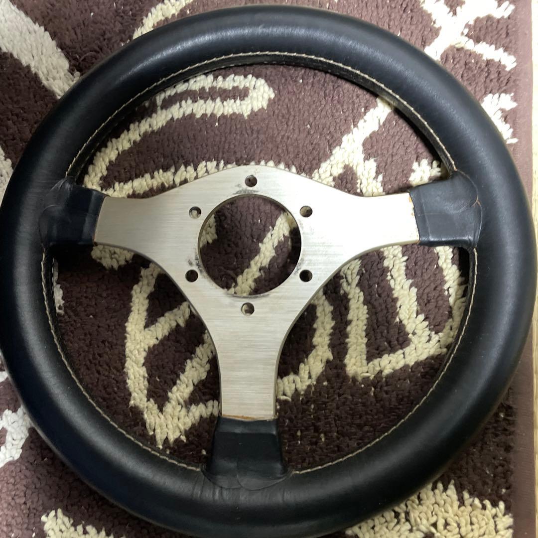 当時物小径ハンドル30πレザー革巻き旧車OBA小径ハンドルMOMONARDI中古