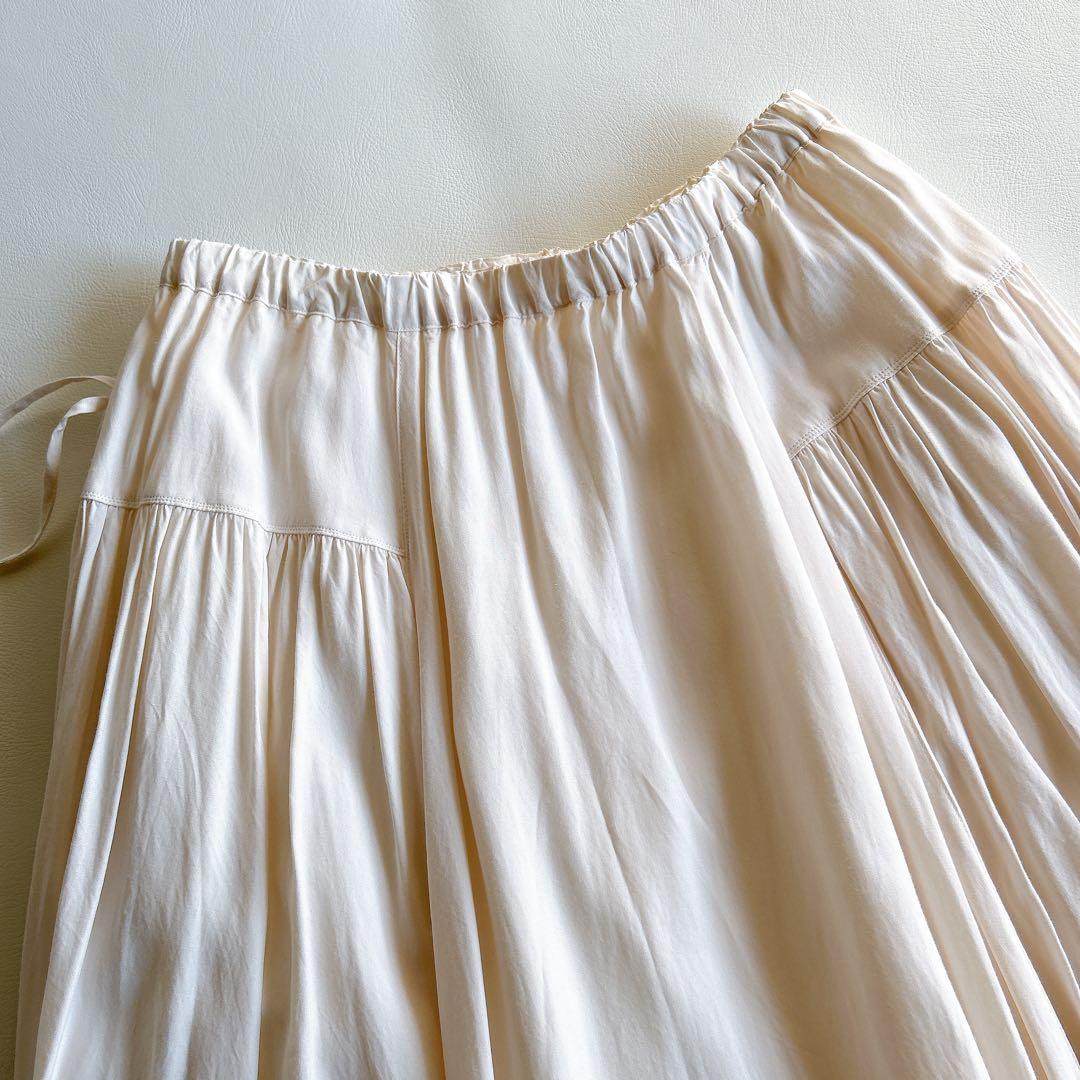 スズキタカユキ　ダブルラップ型ロングスカート　フレア　シルク混　A211-22