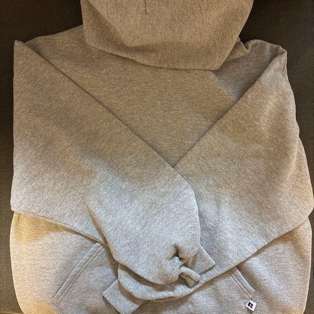 神サイズ 90s ラッセル 無地 パーカー USA製 L シルバー グレー - メルカリ