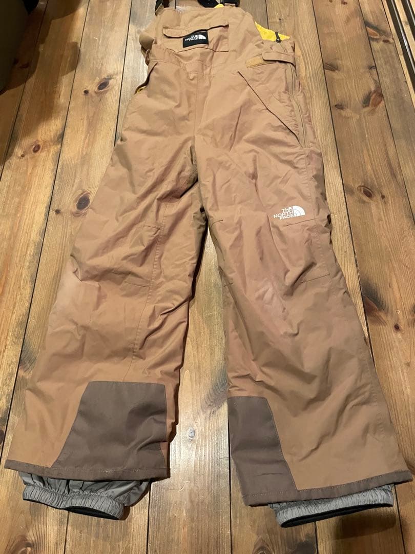 140 ノースフェイス ベージュ　スキーウエア インサレーション　ビブ