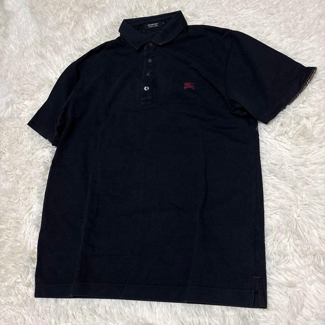 ▪️バーバリーブラックレーベル ポロシャツ ワンポイント 黒 襟裏ノバ