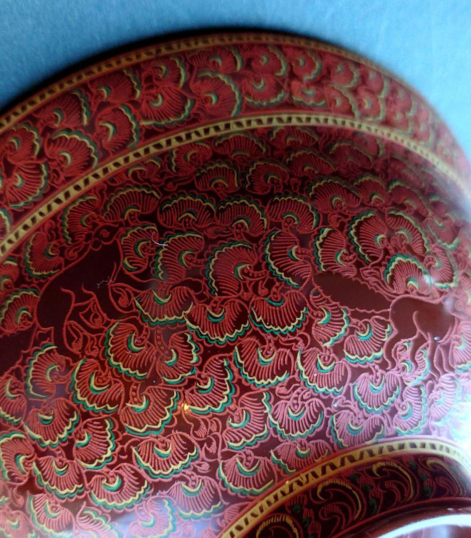 美術漆器 鳥獣蒟醤 きんま アンティーク 細密 漆塗り タイ・ミャンマー