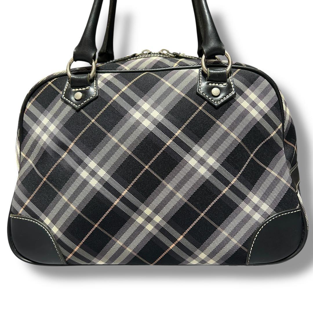 【バーバリーブルーレーベル】 ノバチェック柄 ボストンバッグ 牛革