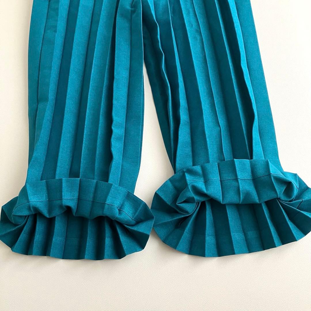 極美品✨ISSEY MIYAKE meポリプリーツパンツ ターコイズブルー
