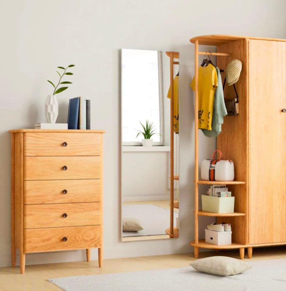 割れない 全身ミラー 姿見 フィルムミラー ナチュラル 40×145　壁掛＆立掛