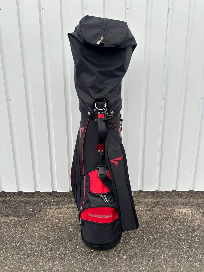 TOURSTAGE キャディバッグ 黒/赤 フード付き