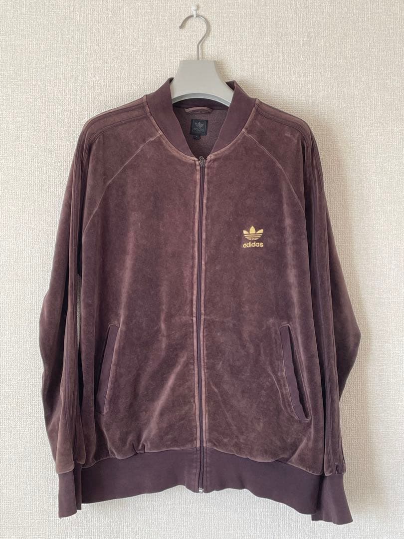 adidas ベロアジャージ ブラウン ゴールド トルコ製 - メルカリ