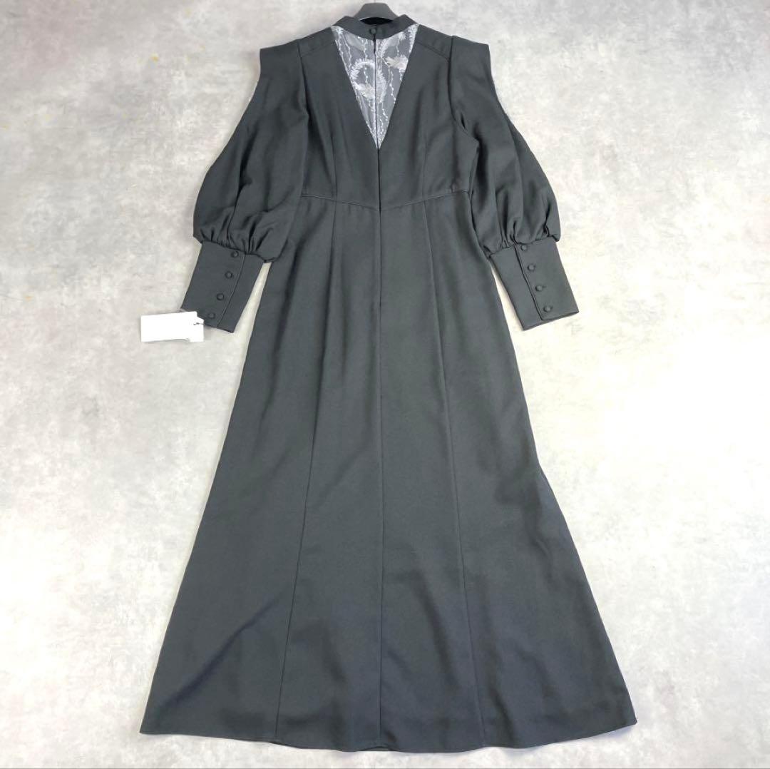 ドレス【タグ付き】niana スリーブスリット刺繍レースフレアドレス