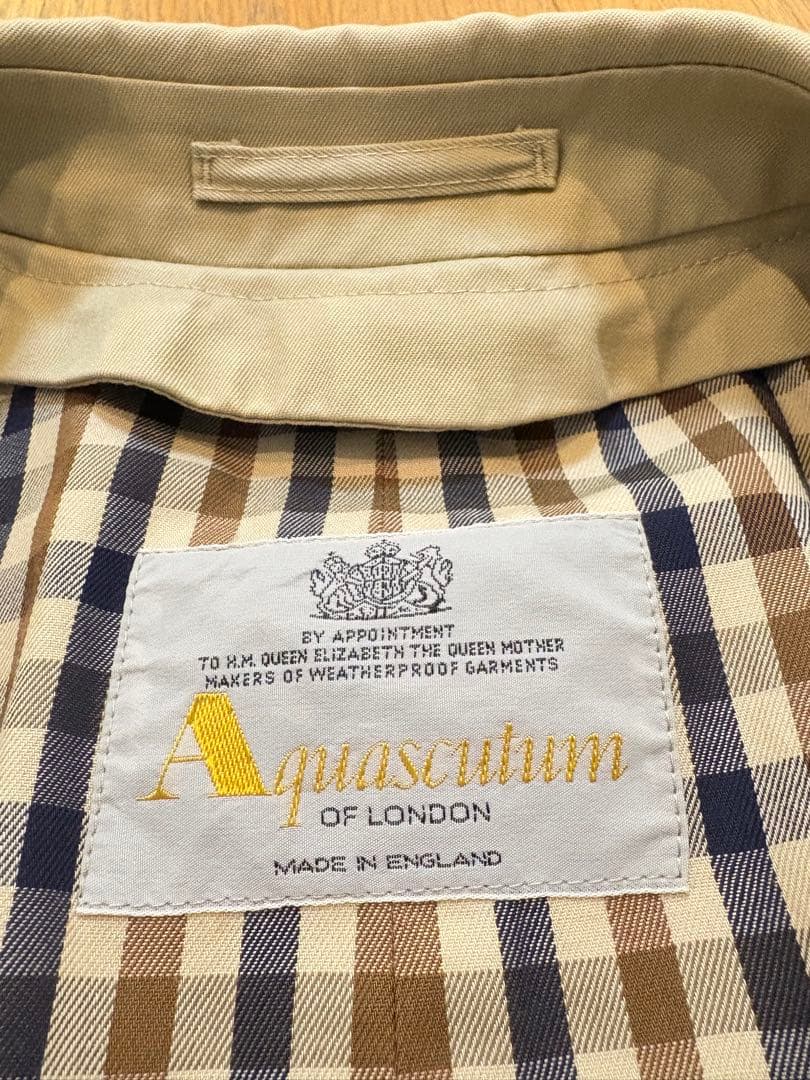 Aquascutum ベージュ ステンカラーコートメンズ　裏地付き　M