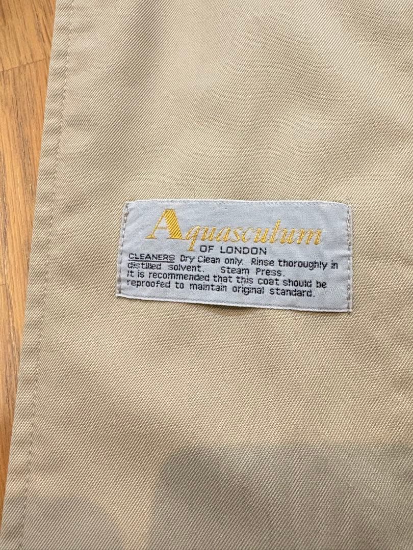 Aquascutum ベージュ ステンカラーコートメンズ　裏地付き　M