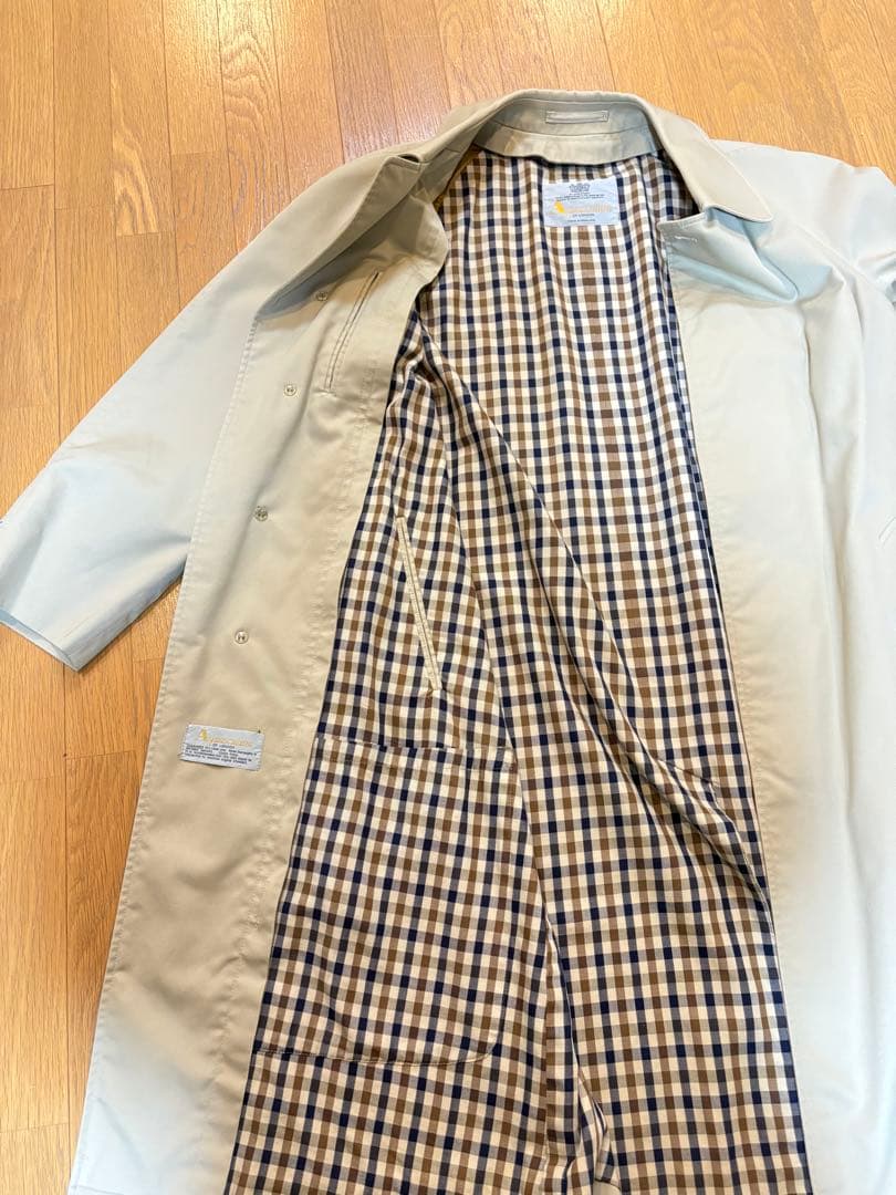 Aquascutum ベージュ ステンカラーコートメンズ　裏地付き　M