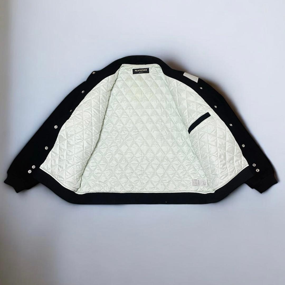 【FLAGSTAFF】 スタジャン ブラック　刺繍バック　L