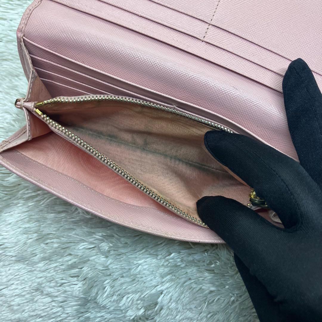 美品✨PRADA サフィアーノ リボン フラップ　長財布