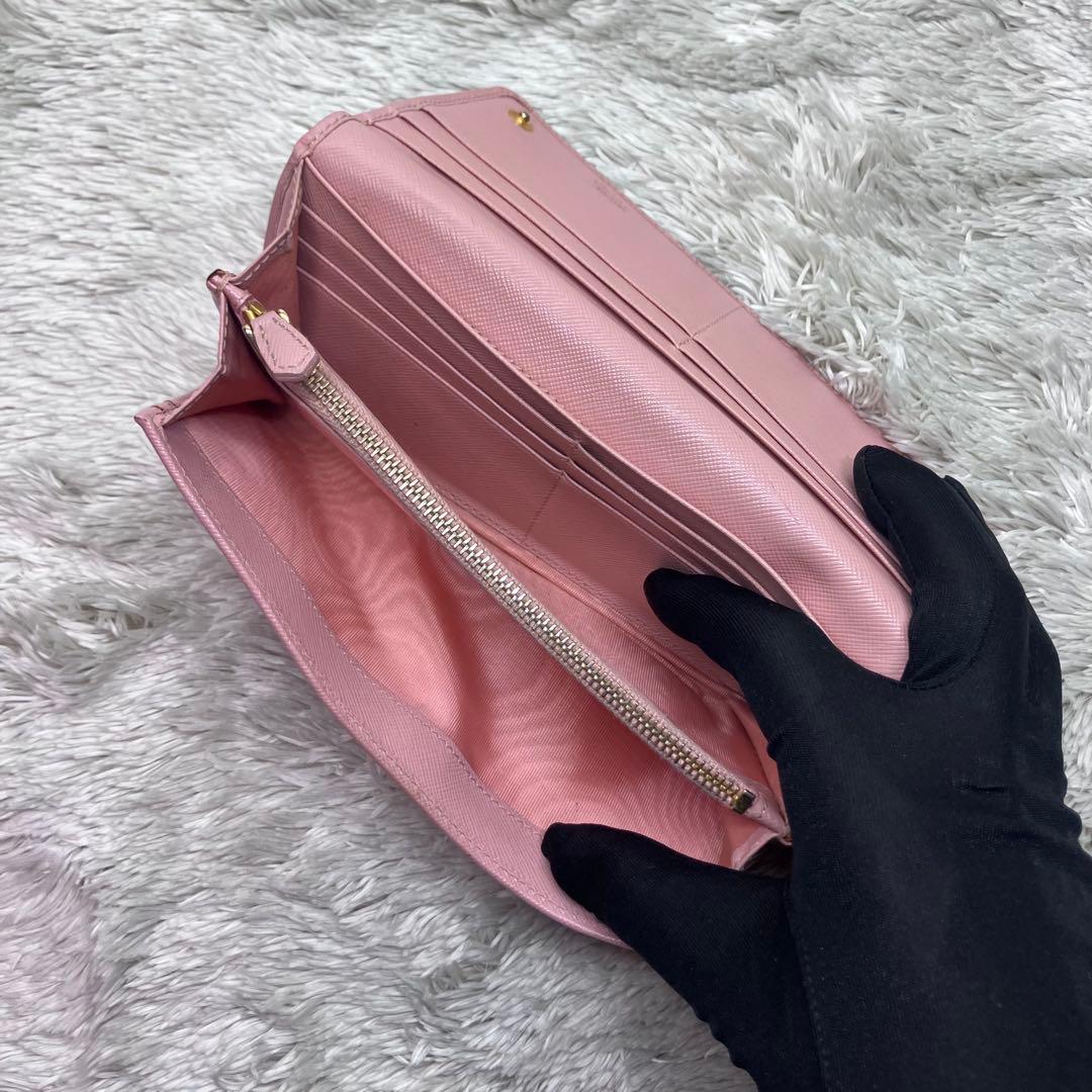 美品✨PRADA サフィアーノ リボン フラップ　長財布