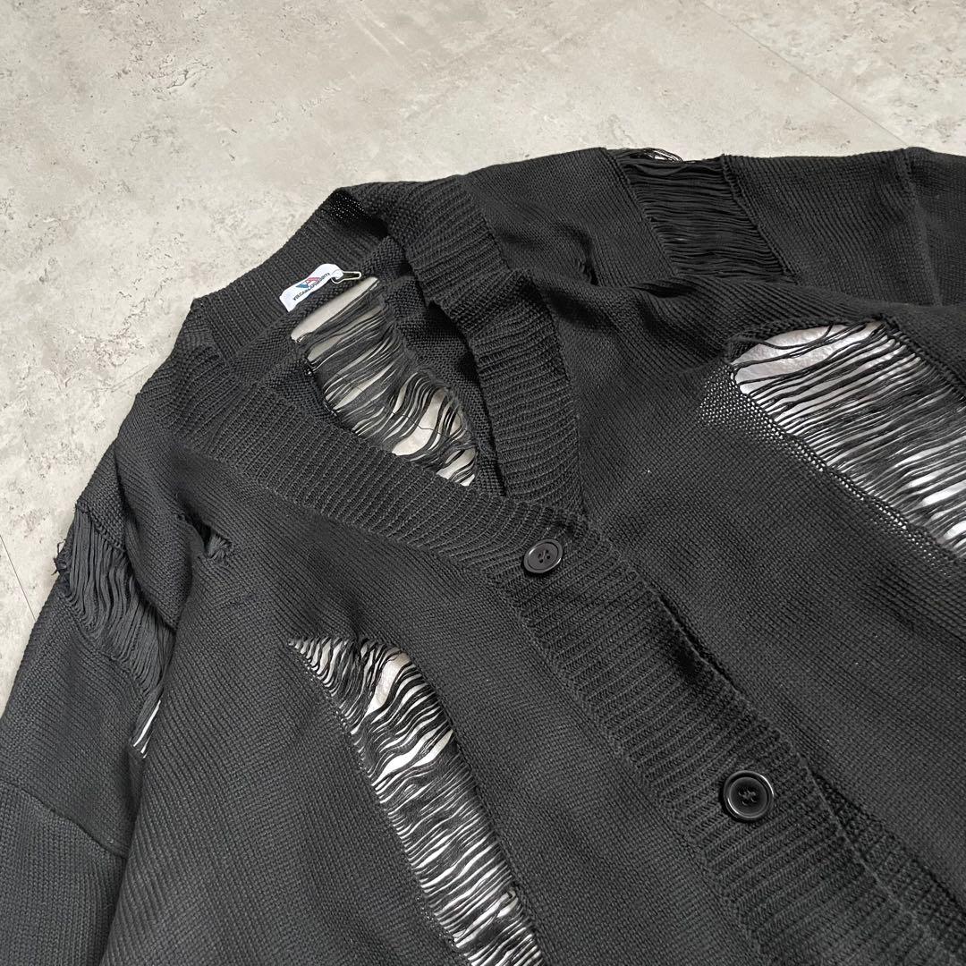 00's vintage ダメージ　ニットカーディガン　襤褸　ボロボロ　グランジ