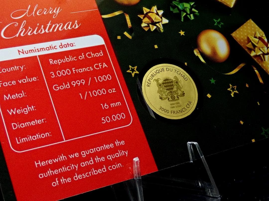 サンタ！幸運の兆し 純金製！コカコーラ 限定！公式COA 1/1000オンス