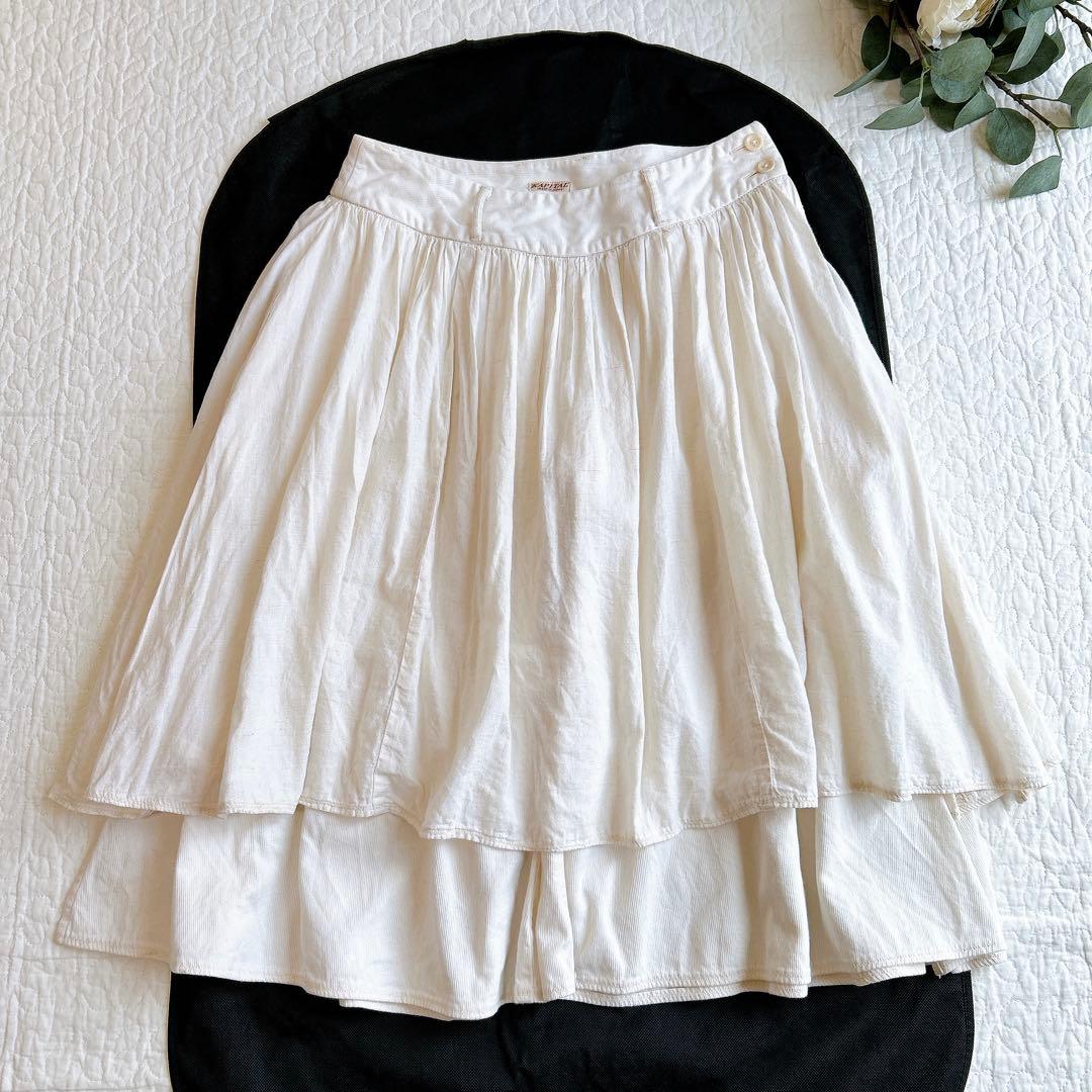 KAPITALキャピタル ガウチョ オーロラエプロンパンツ 生成り 二重 S