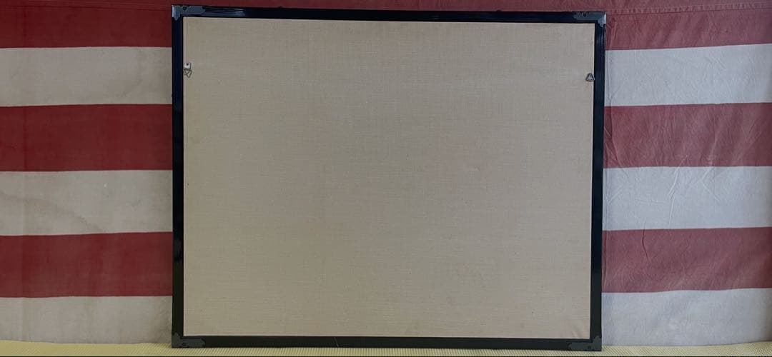 【金毘羅道中の図】直書き？かも。ガラスの無い麻生地額縁、74×59×2.1。