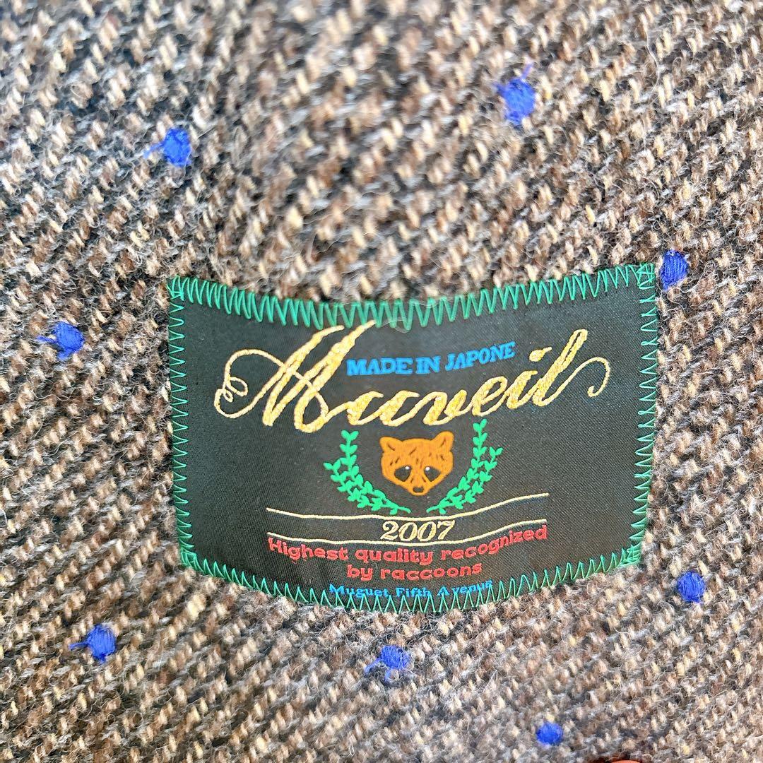 美品MUVEILミュベール　ドット刺繍　ツイードコート　ロング　つけ襟　人気完売