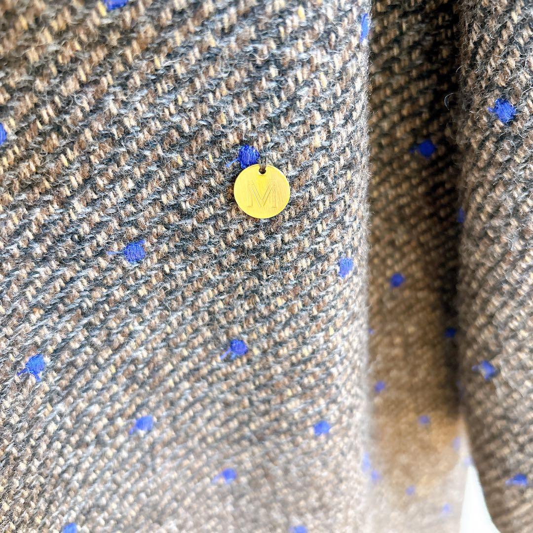 美品MUVEILミュベール　ドット刺繍　ツイードコート　ロング　つけ襟　人気完売