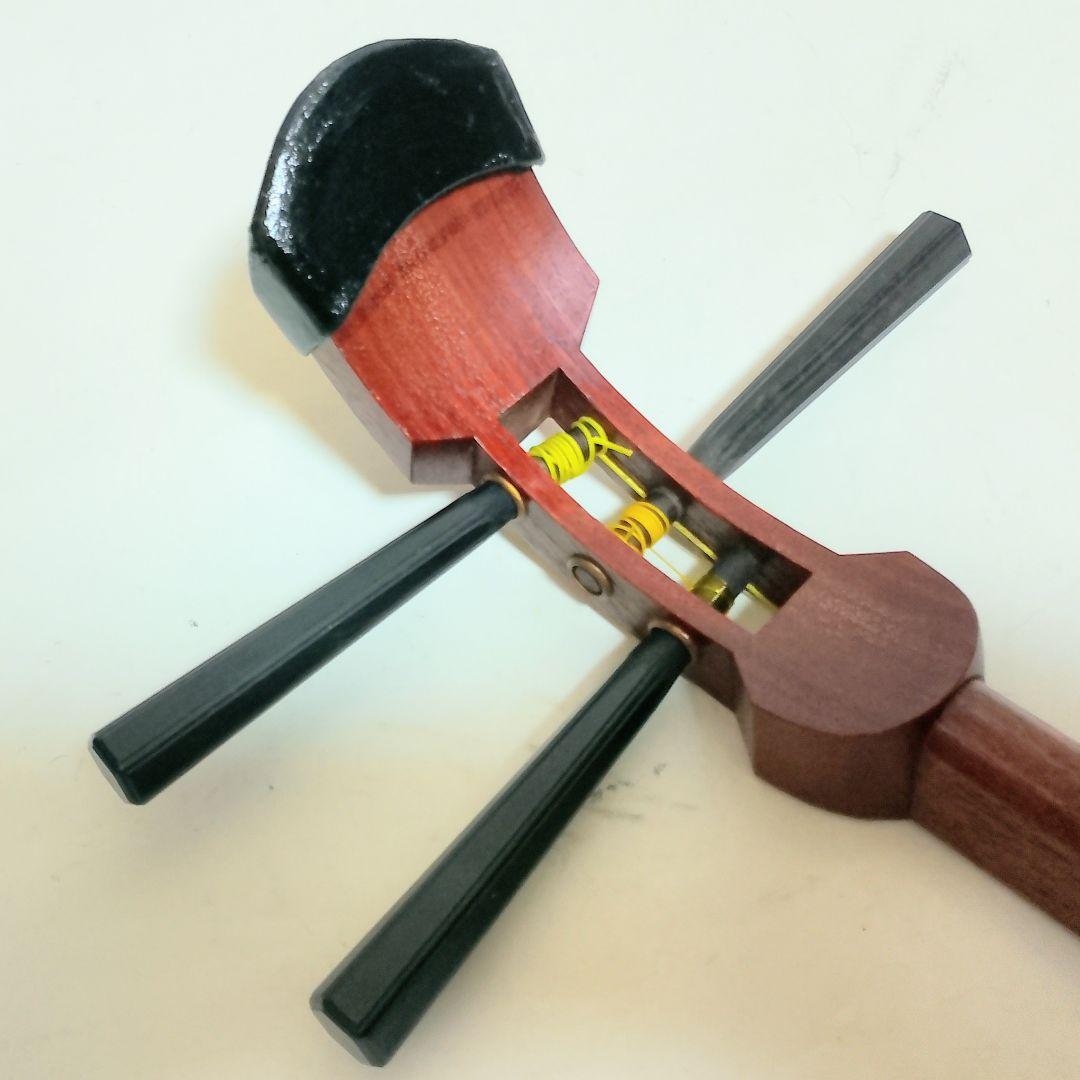 高級　花梨　細棹三本継　三味線　樹脂バチ + ソフトケース付き