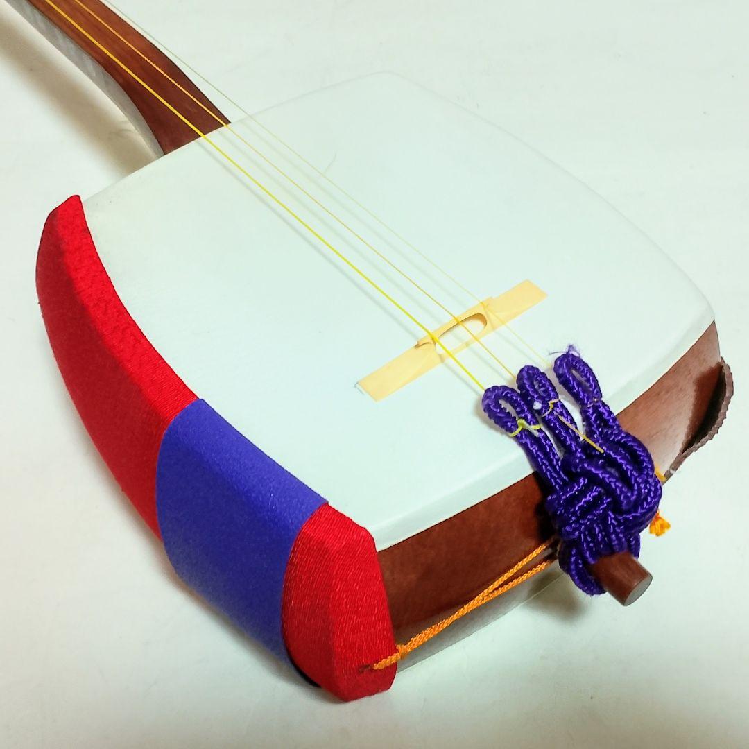 高級　花梨　細棹三本継　三味線　樹脂バチ + ソフトケース付き