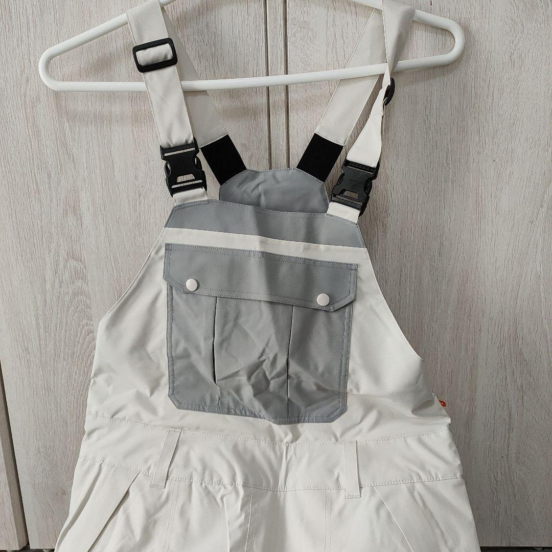  防水オーバーオール ホワイト グレー　　M