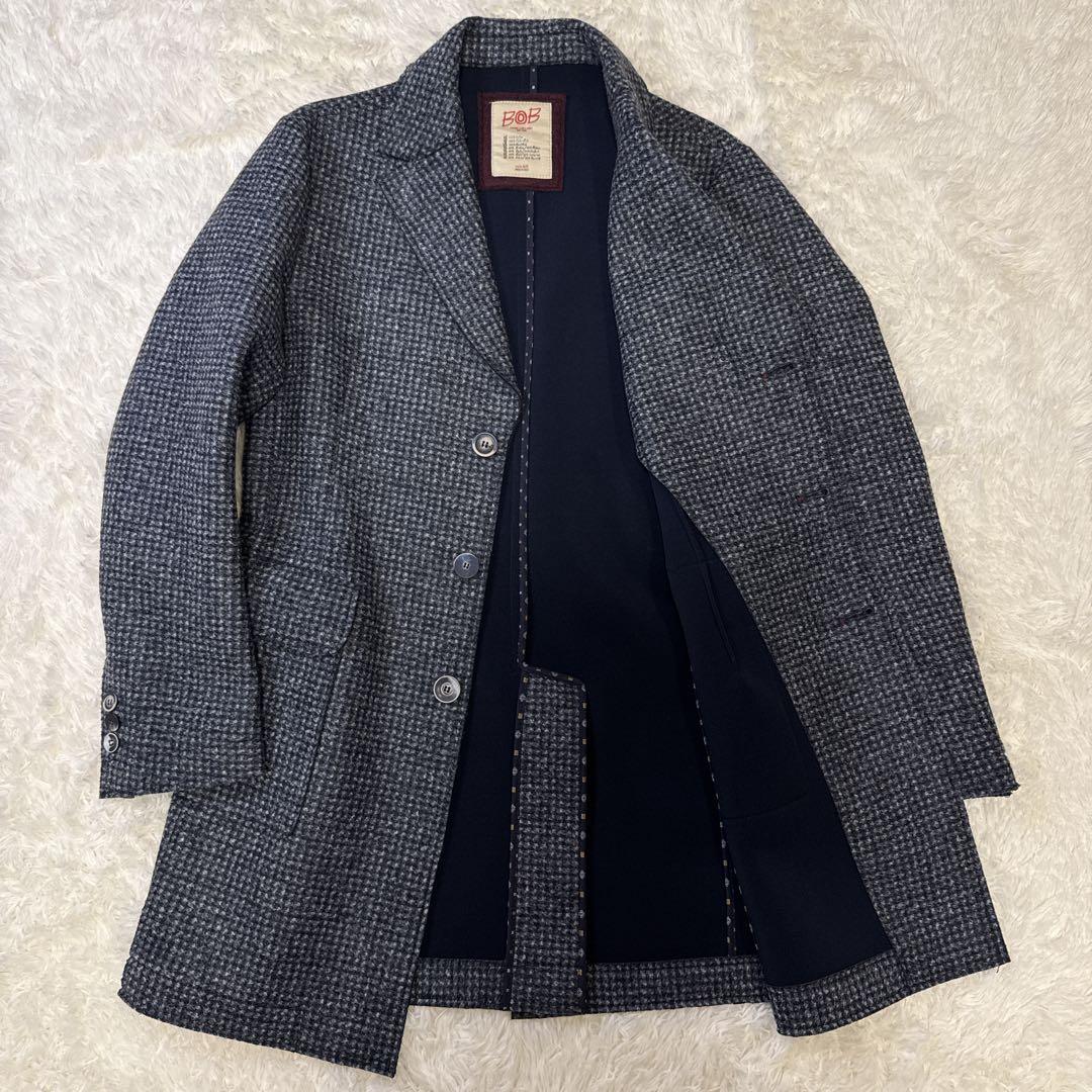 【美品】BOB ボブ イタリア製 チェスターコート ロング サイズ52 ウール混