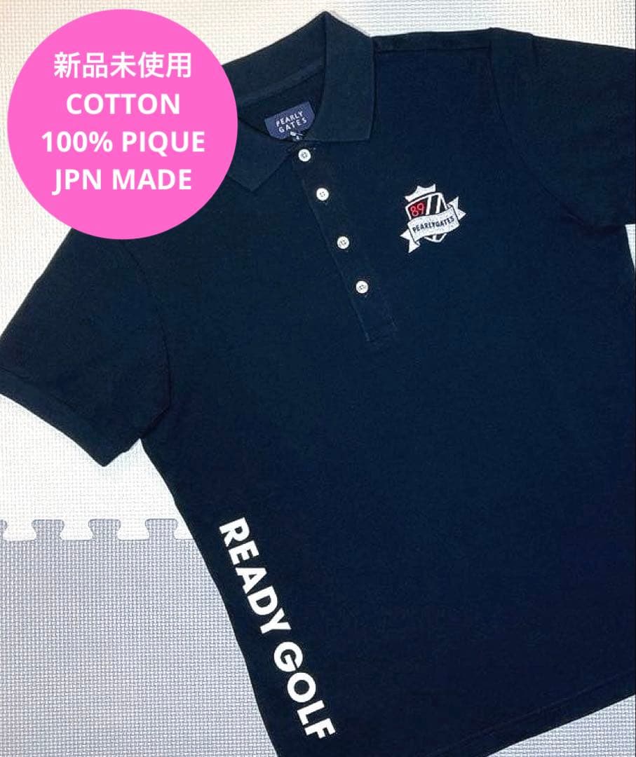 パーリーゲイツ コットン鹿の子 襟バックプリント ポロシャツ（NAVY／4）