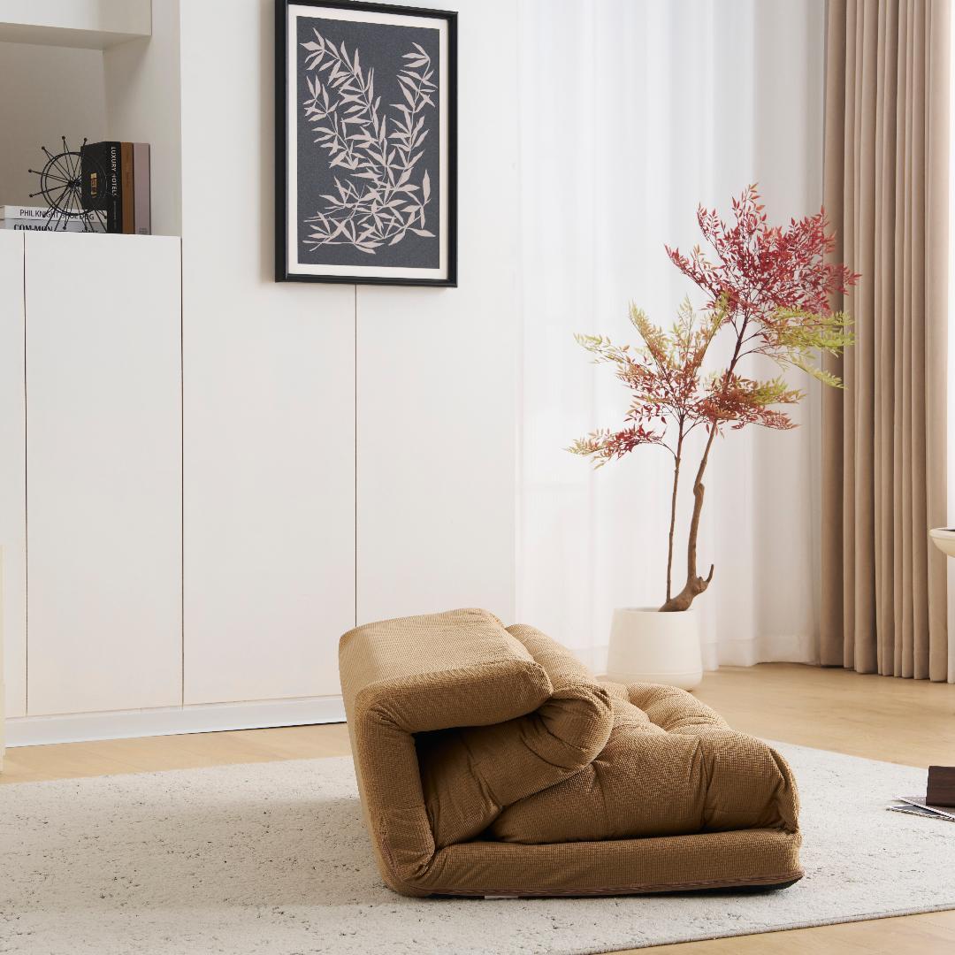 【カーキ】ソファ ソファベッド 2人 6段階リクライニング 組立不要 枕付き