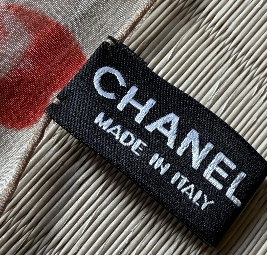 CHANEL シャネル シルクスカーフクローバー柄 アイボリーレッド　新品未使用