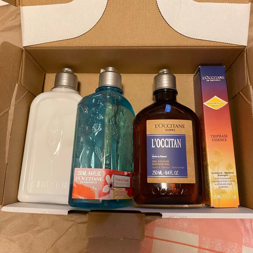 ロクシタン　4点セット　シャワージェル　ボディミルク　トリプルエッセンス　美容液