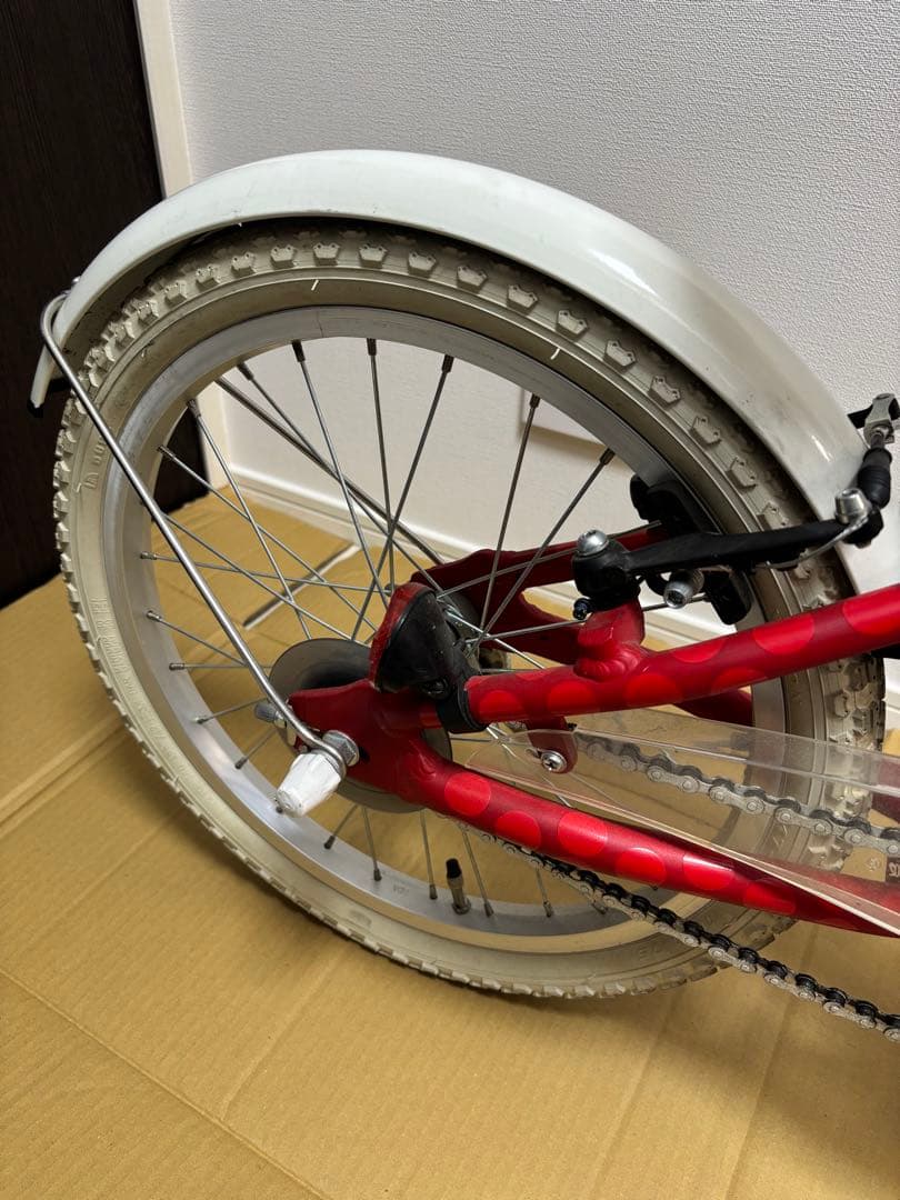 【アルコバ】キッズバイク 18インチ 赤水玉柄
