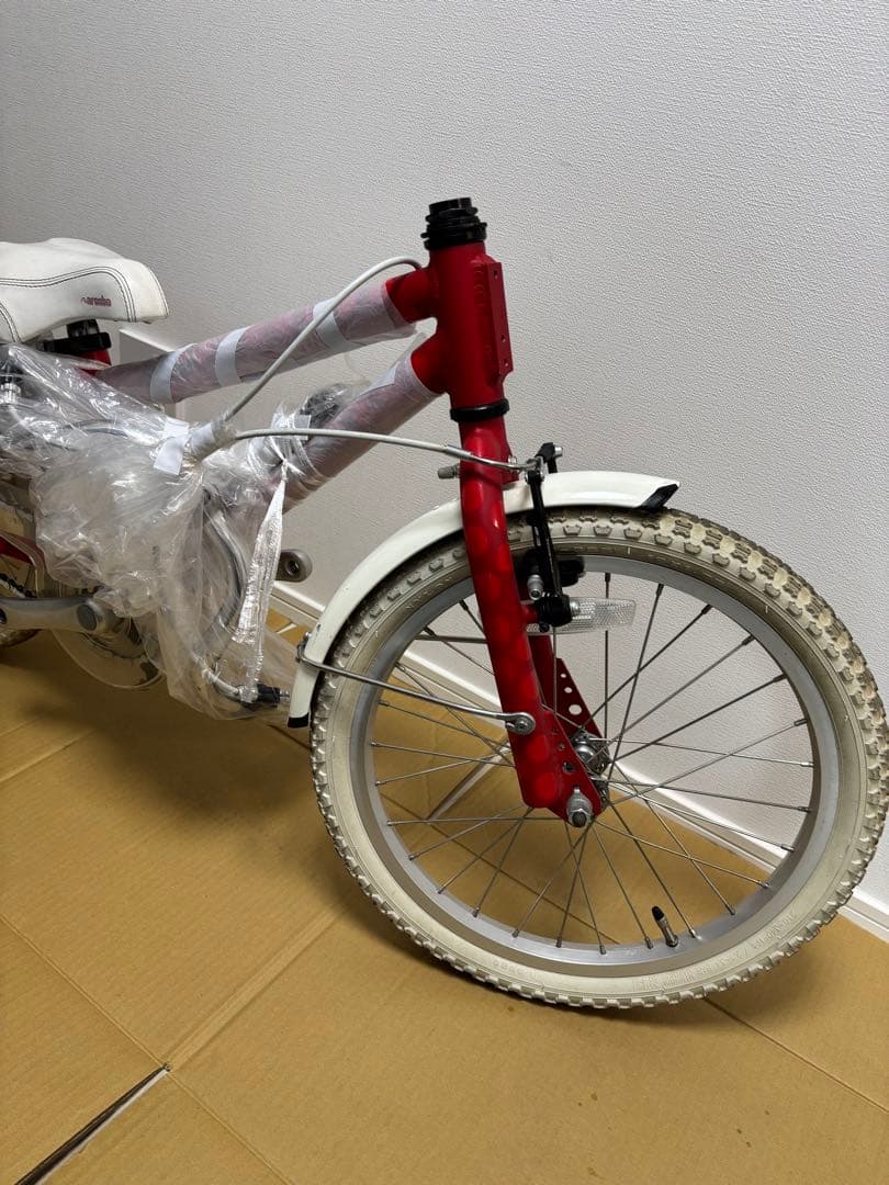 【アルコバ】キッズバイク 18インチ 赤水玉柄