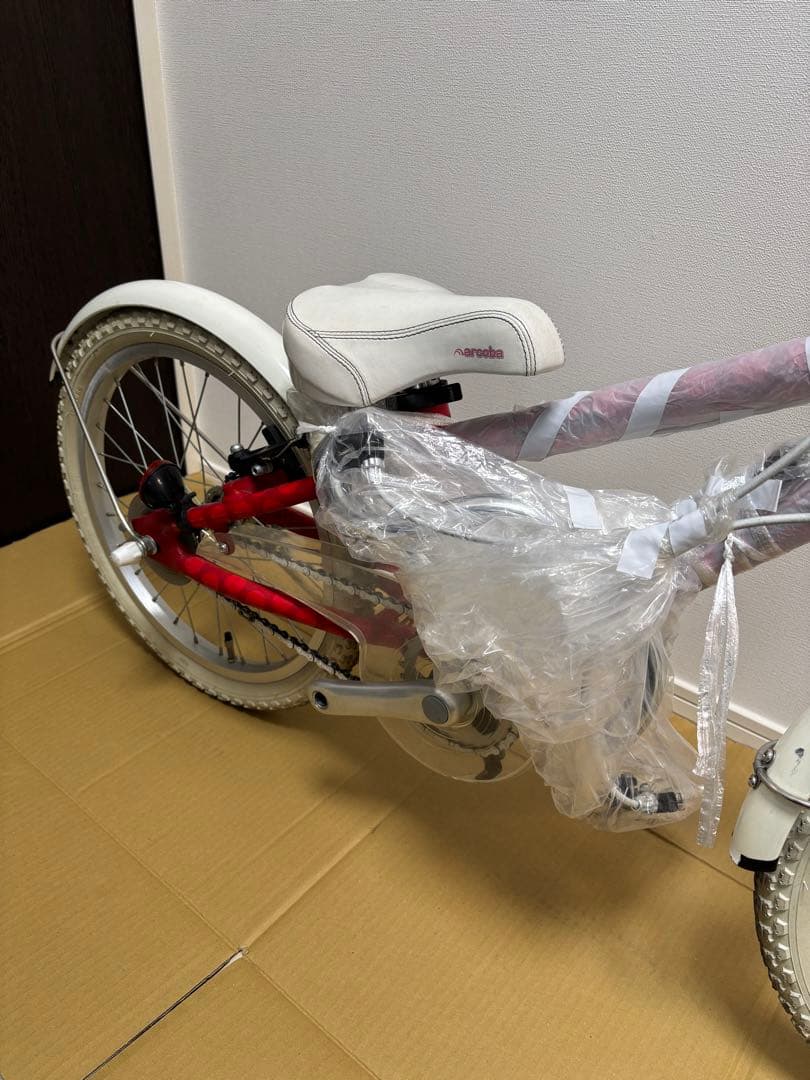 【アルコバ】キッズバイク 18インチ 赤水玉柄