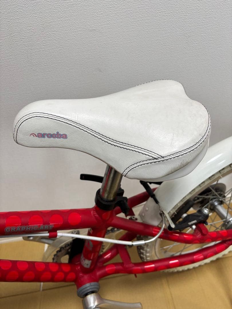 【アルコバ】キッズバイク 18インチ 赤水玉柄