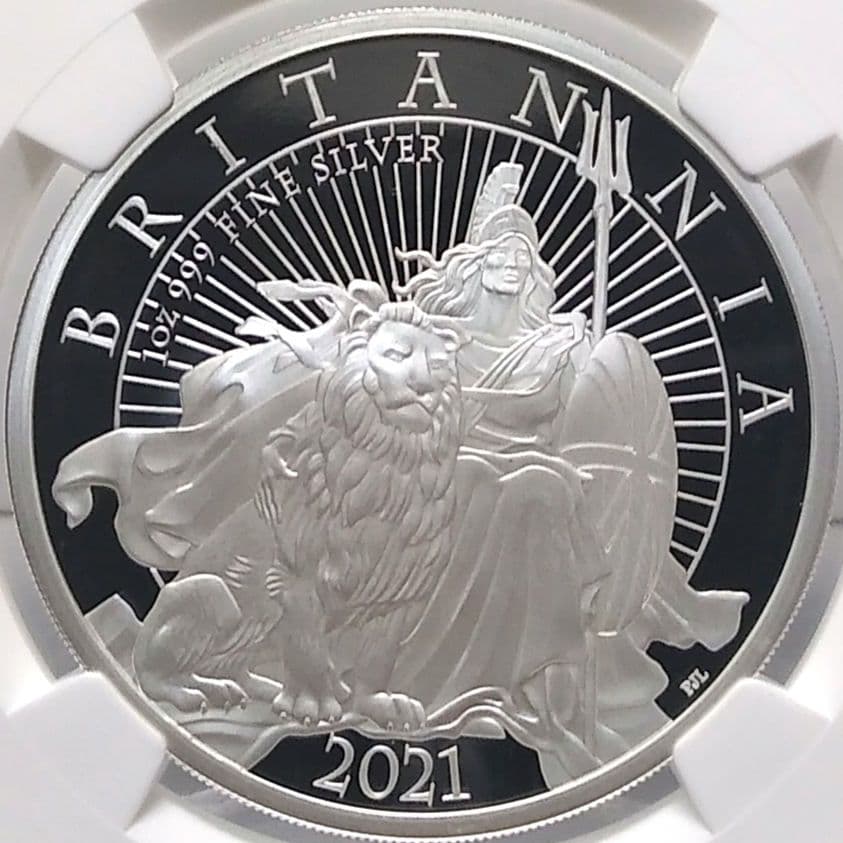 2021 ブリタニア ライオン 2ポンド プルーフ銀貨 NGC PF69UC