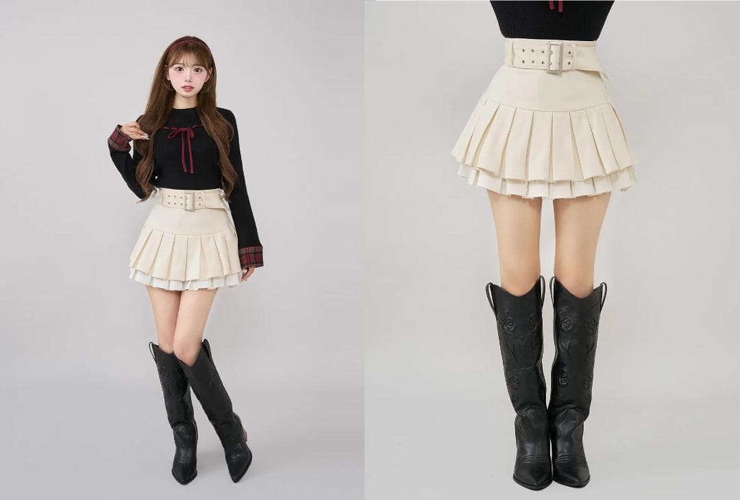 ダーリッチ darich ダブルプリーツミニスカート BEG ベージュ S - メルカリ