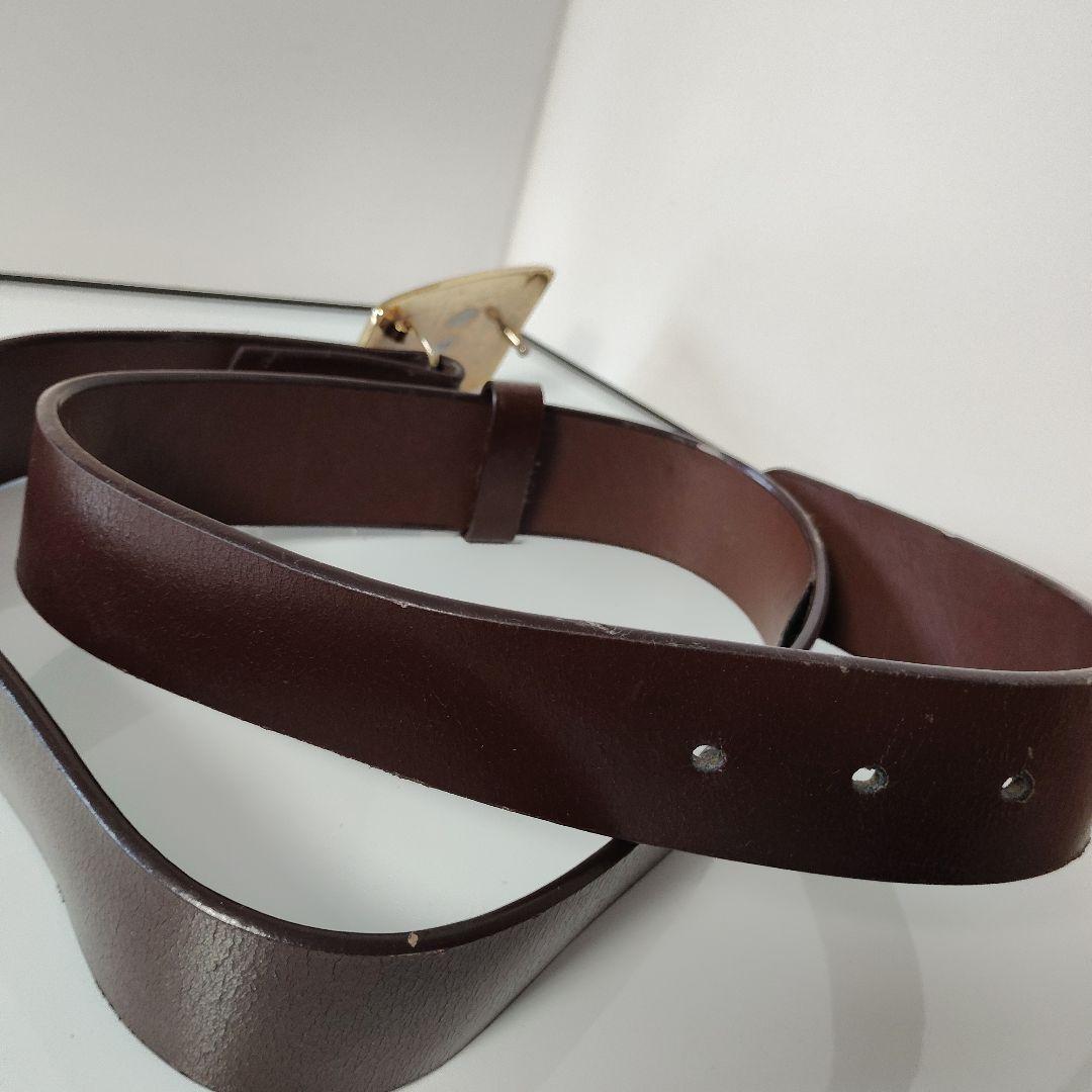 stussy ブラウンレザー ベルト ゴールドバックル - メルカリ