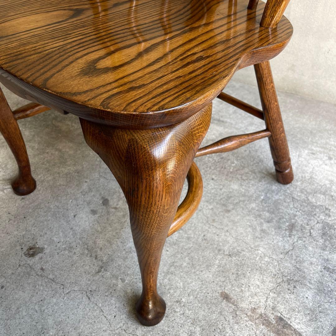 オールドヴィンテージ　オークウィンザーチェア　カントリー　猫脚