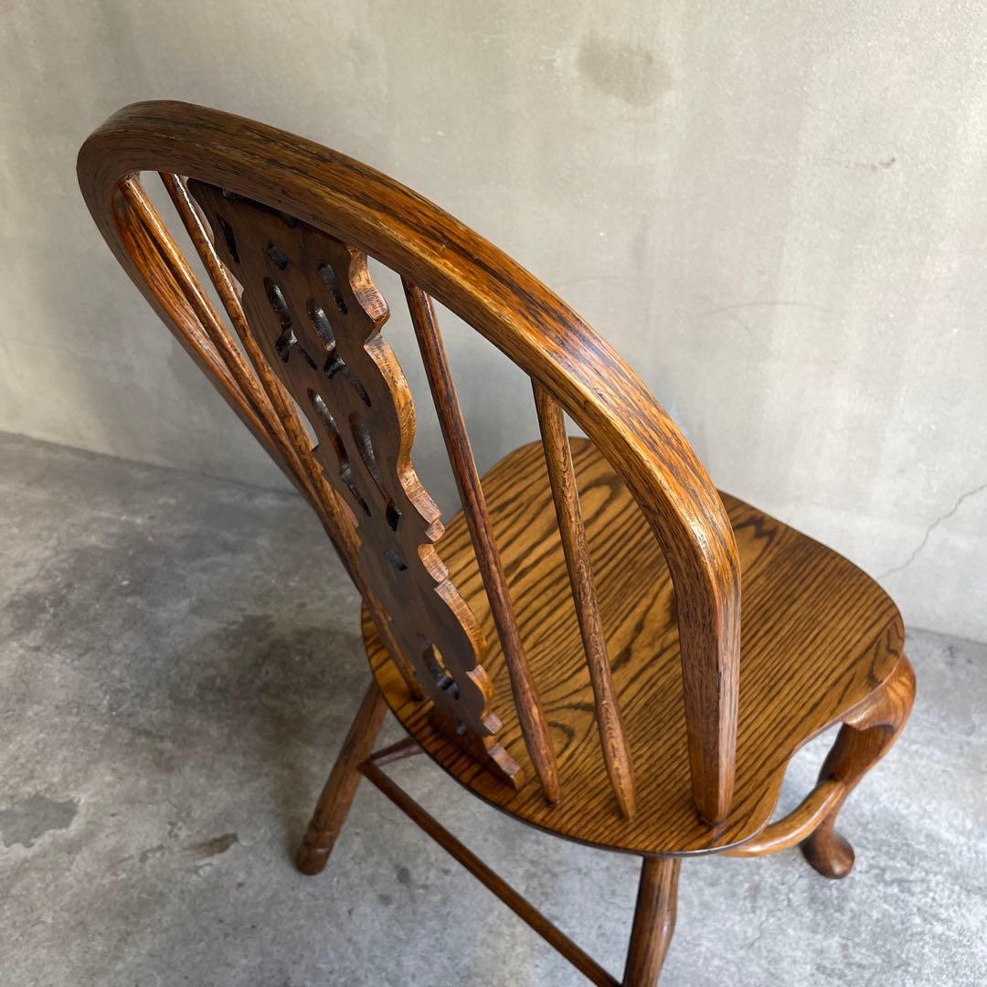 オールドヴィンテージ　オークウィンザーチェア　カントリー　猫脚