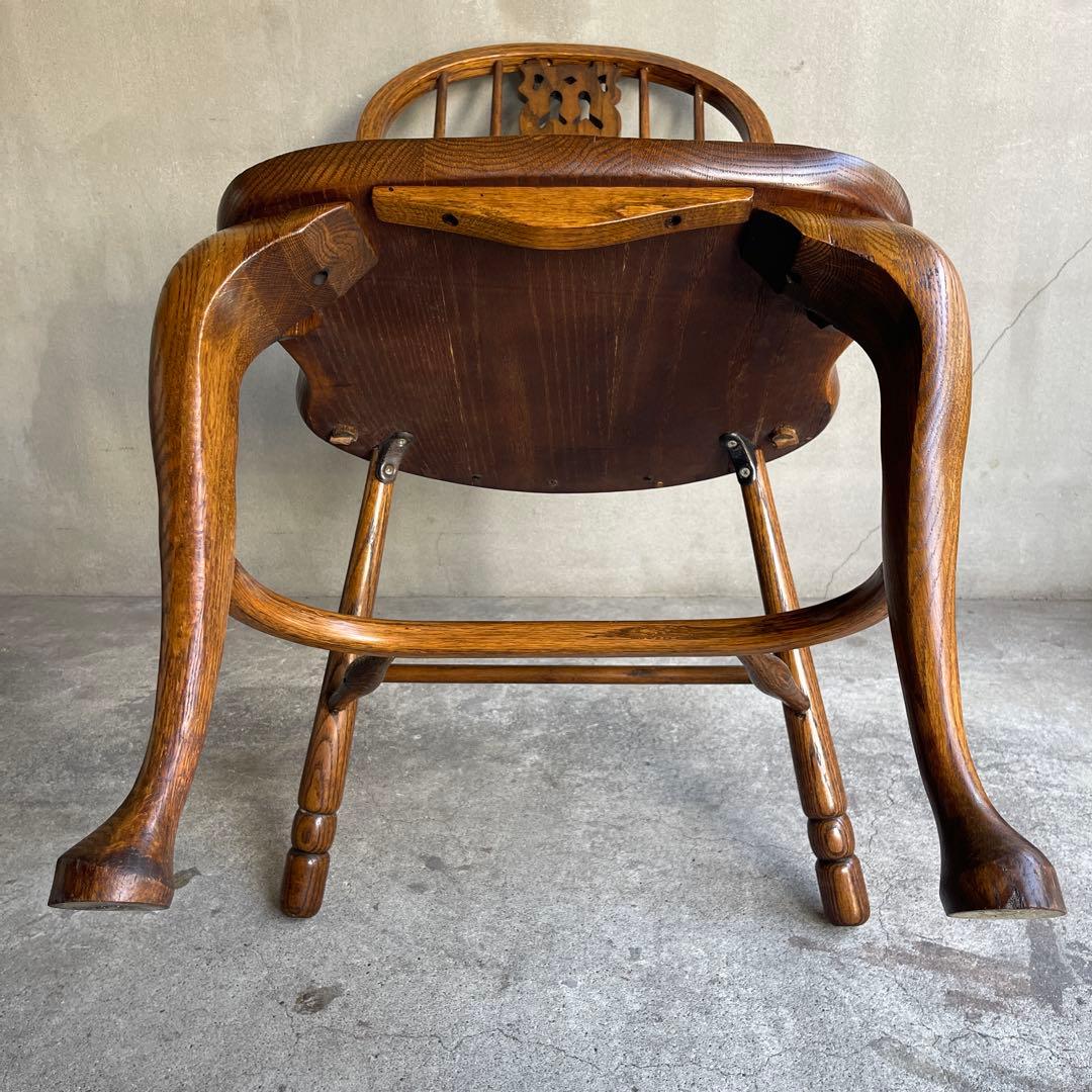 オールドヴィンテージ　オークウィンザーチェア　カントリー　猫脚