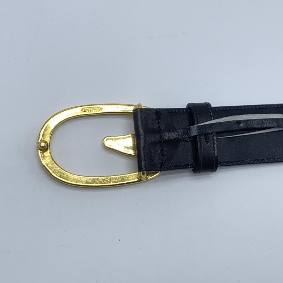 グッチ ベルト 本革 レザー バックル ホースモチーフ ブラック 65/26