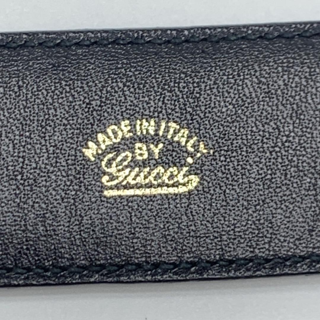 グッチ ベルト 本革 レザー バックル ホースモチーフ ブラック 65/26