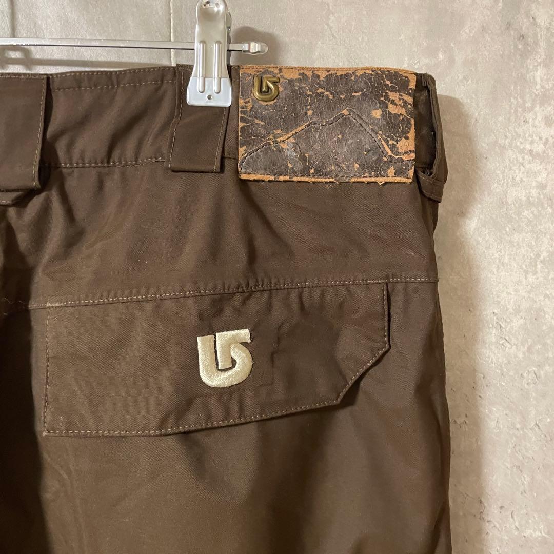 burtonバートンスキーパンツスノーボードウェアズボン下茶色ブラウン刺繍ロゴ