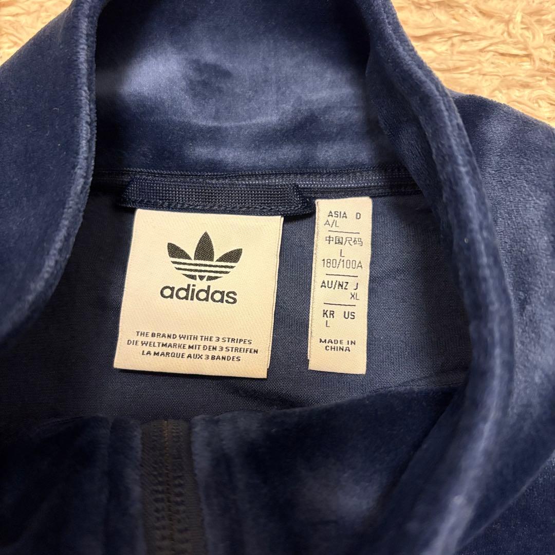 adidas アディダス ベロアトラックジャケット トレフォイルロゴ ブルー