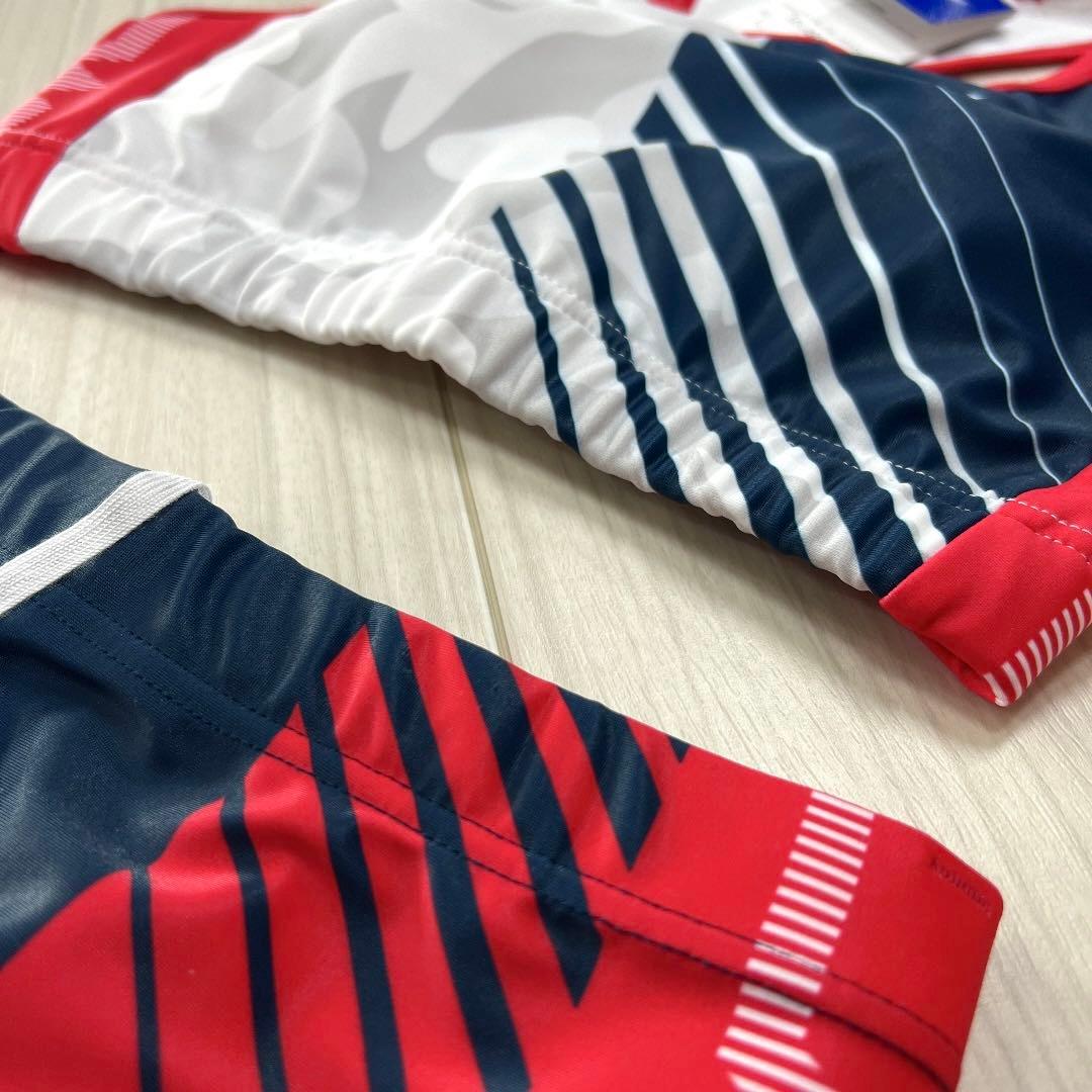 ミズノ 女子陸上ユニフォーム上下セット Lサイズ ホワイト×ネイビー