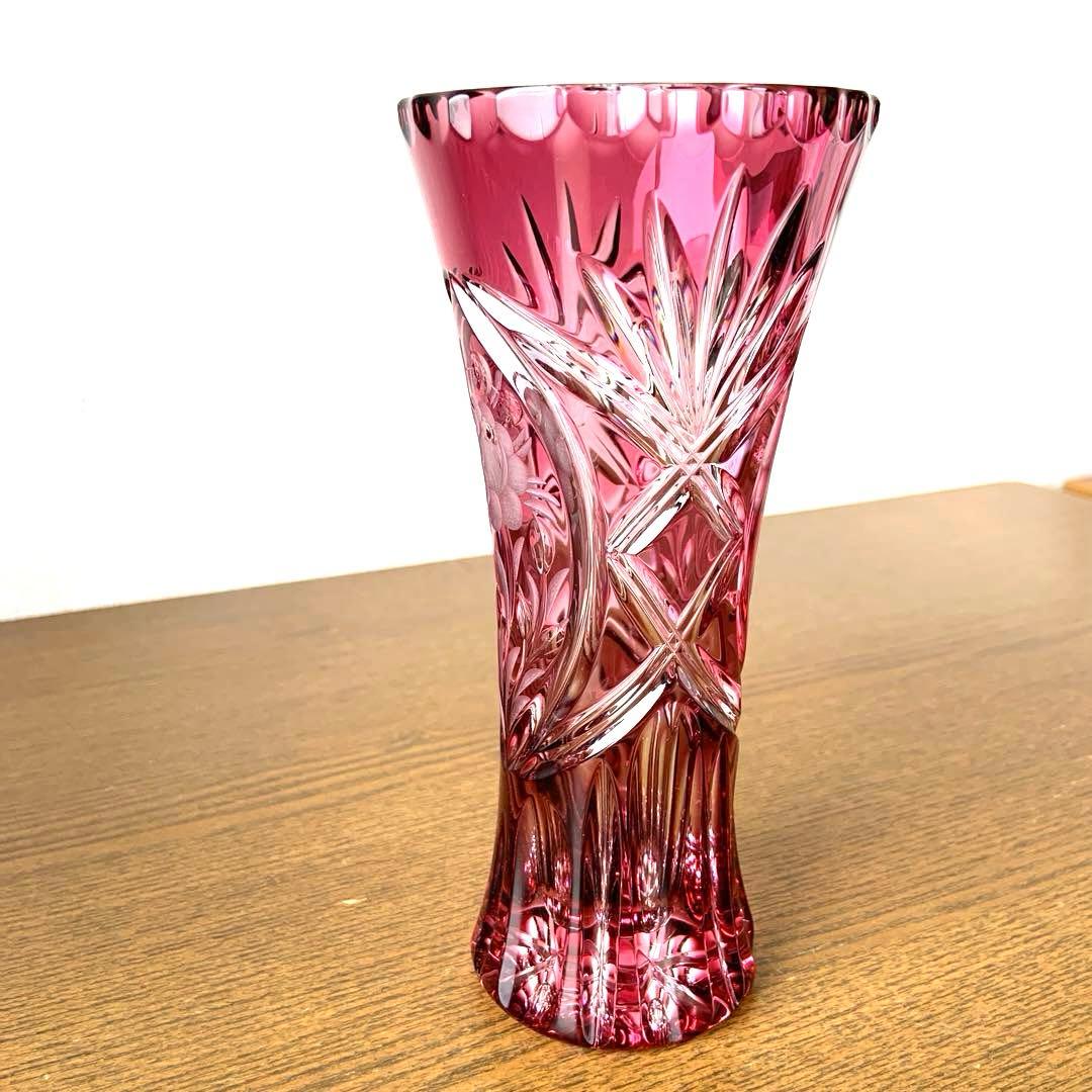 新品 ドイツ製 ドレスデン クリスタル ガラス 切子 花瓶 フラワーベース